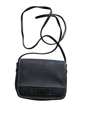 Esprit Vintage 1990s Black Embossed Logo Mini Crossbody Bag